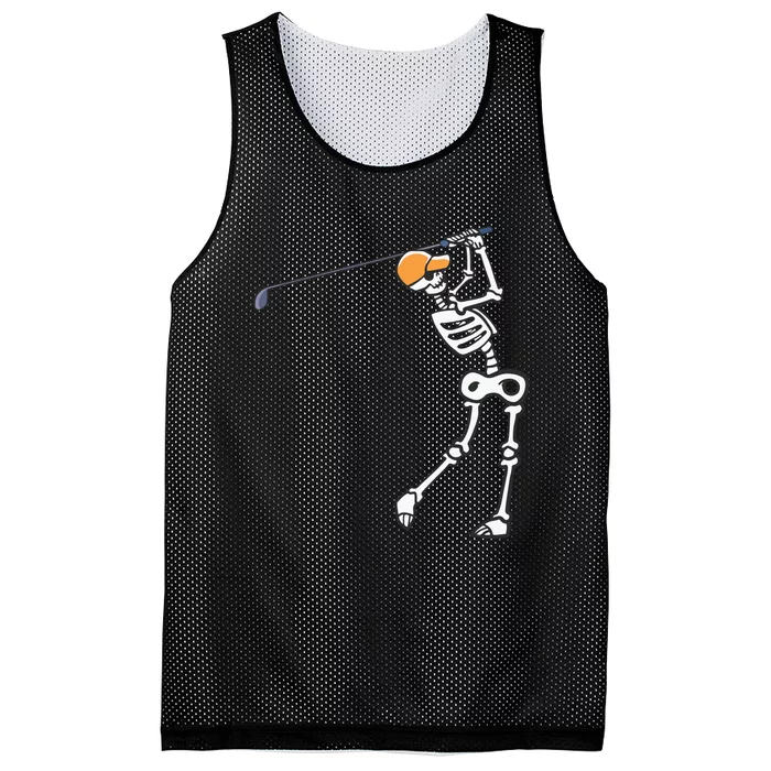 Halloween Golfer Skeleton Funny Golfing Gift Mesh Reversible Basketball Jersey Tank