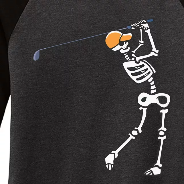 Halloween Golfer Skeleton Funny Golfing Gift Women's Tri-Blend 3/4-Sleeve Raglan Shirt