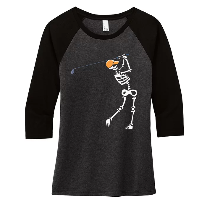 Halloween Golfer Skeleton Funny Golfing Gift Women's Tri-Blend 3/4-Sleeve Raglan Shirt