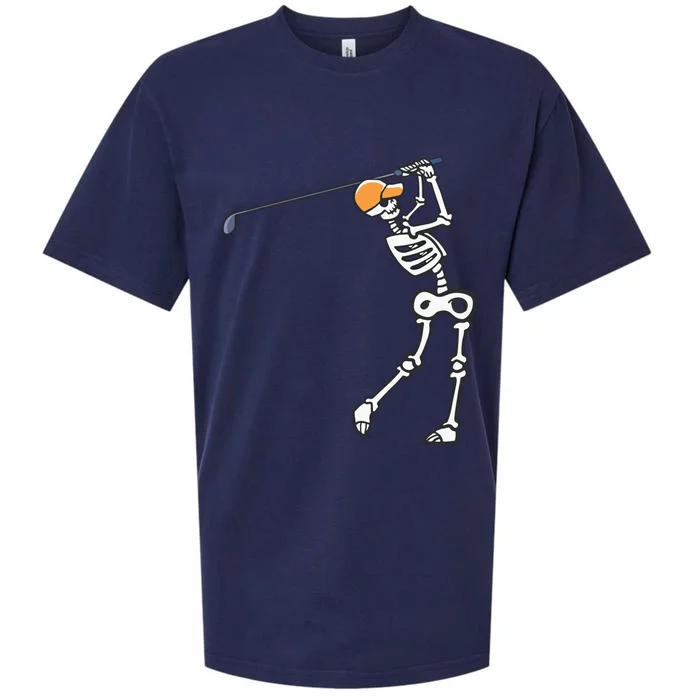 Halloween Golfer Skeleton Funny Golfing Gift Sueded Cloud Jersey T-Shirt