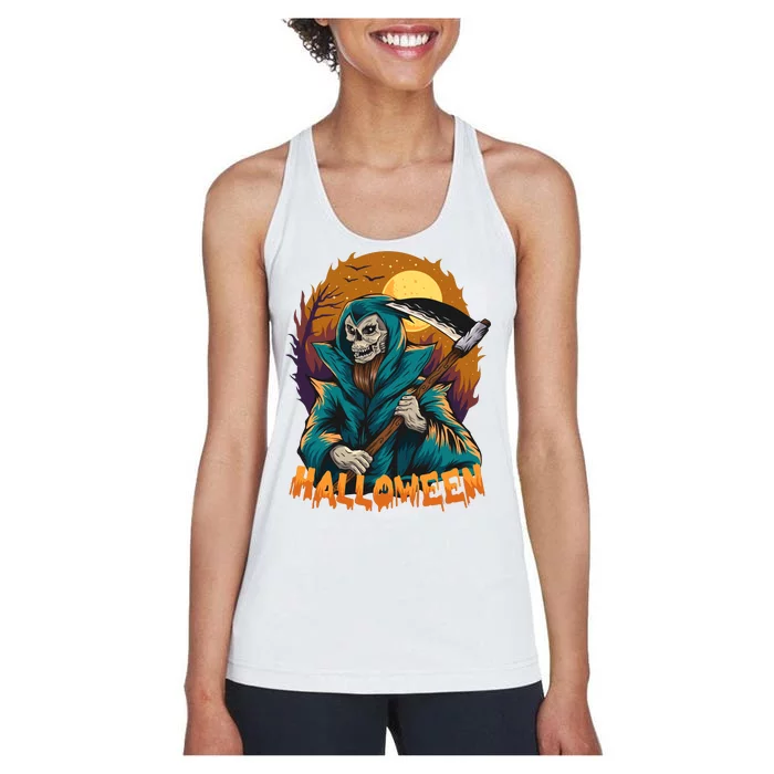 Halloween Ghost Skull Horror Women's Racerback Tank