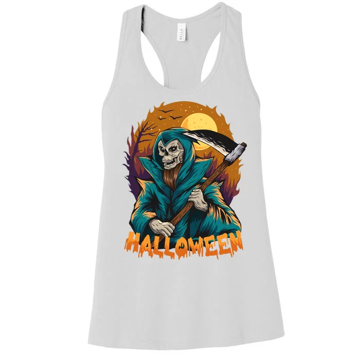 Halloween Ghost Skull Horror Women's Racerback Tank