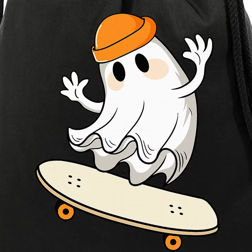 Halloween Ghost Skateboard Halloween Skateboarding Drawstring Bag