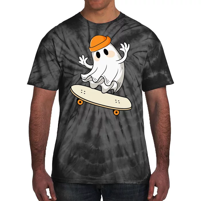 Halloween Ghost Skateboard Halloween Skateboarding Tie-Dye T-Shirt