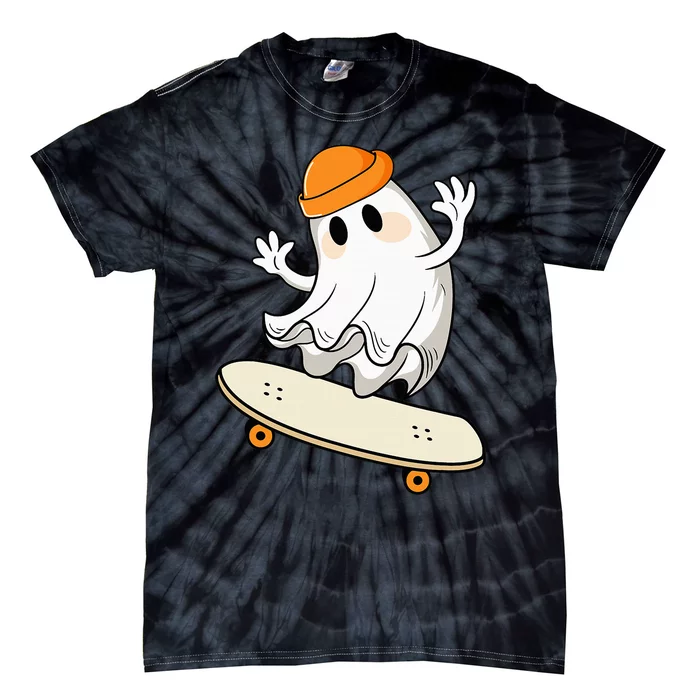 Halloween Ghost Skateboard Halloween Skateboarding Tie-Dye T-Shirt