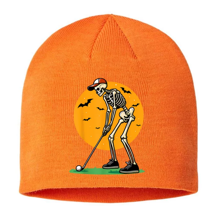 Halloween Golf Skeleton Golfer Funny Halloween Golfing 8 1/2in Sustainable Knit Beanie