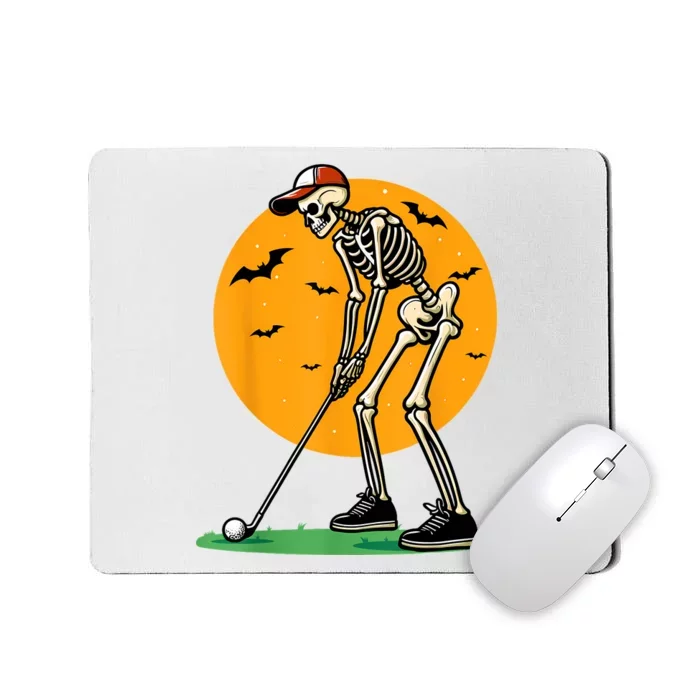 Halloween Golf Skeleton Golfer Funny Halloween Golfing Mousepad