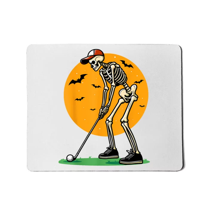 Halloween Golf Skeleton Golfer Funny Halloween Golfing Mousepad