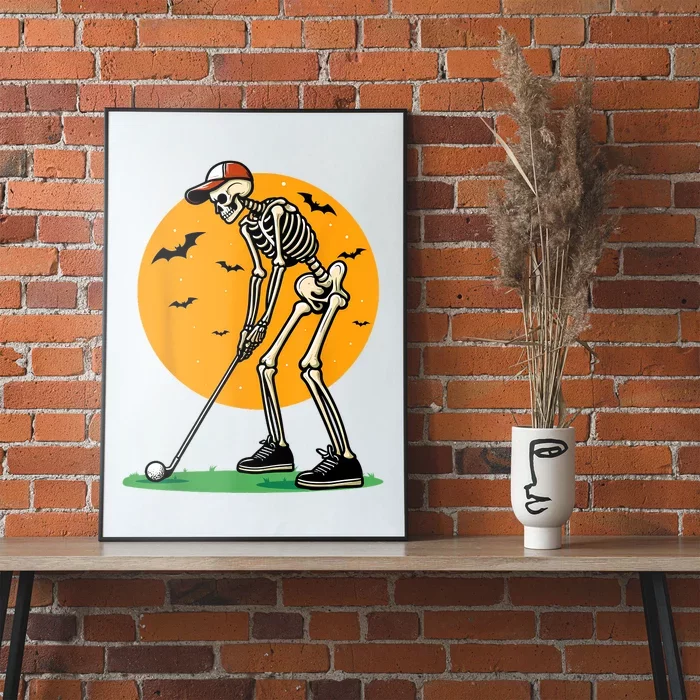 Halloween Golf Skeleton Golfer Funny Halloween Golfing Poster