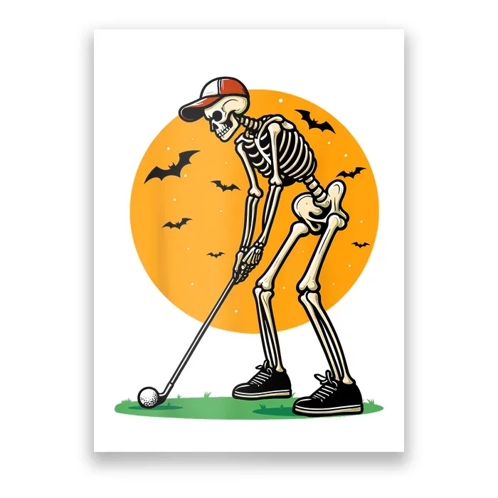 Halloween Golf Skeleton Golfer Funny Halloween Golfing Poster