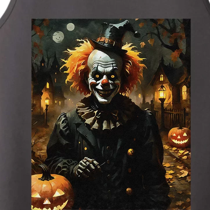 Halloween Gothic Skeleton Clown With Jack O Lanterns Performance Tank