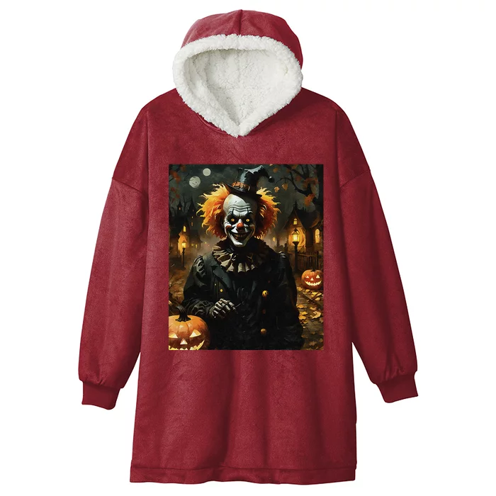 Halloween Gothic Skeleton Clown With Jack O Lanterns Hooded Wearable Blanket