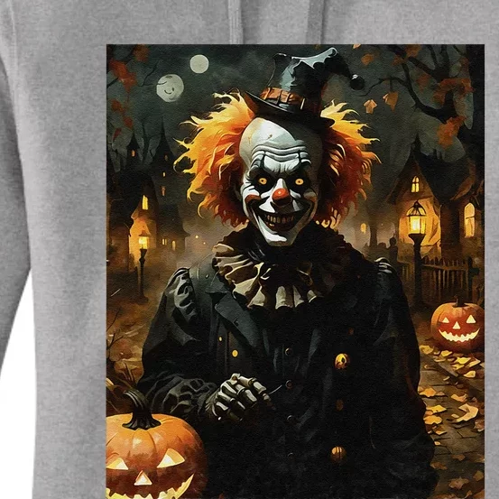 Halloween Gothic Skeleton Clown With Jack O Lanterns Women's Pullover Hoodie