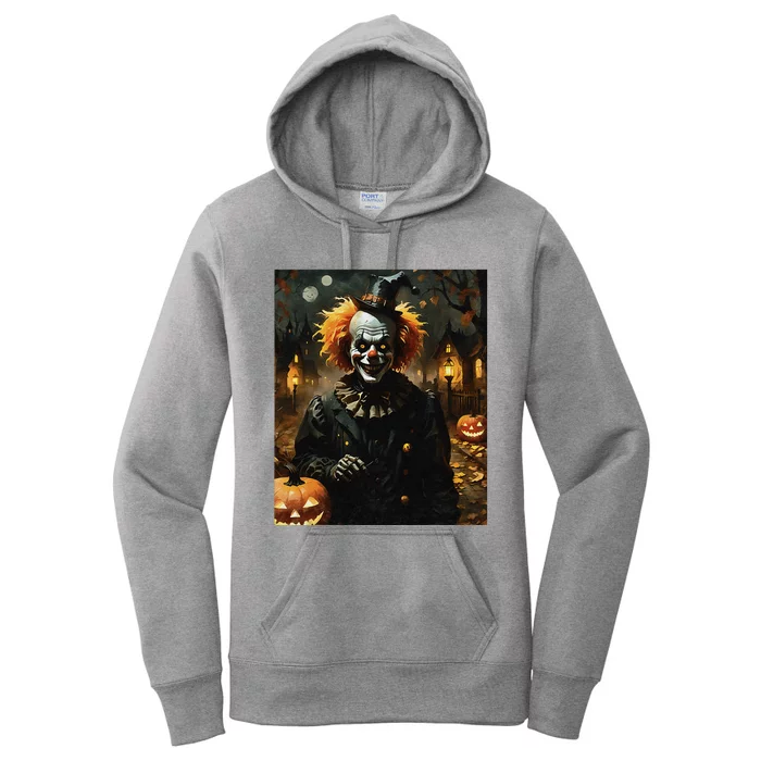 Halloween Gothic Skeleton Clown With Jack O Lanterns Women's Pullover Hoodie