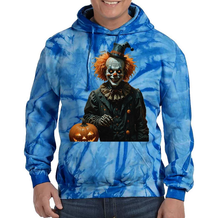 Halloween Gothic Skeleton Clown With Jack O Lanterns Cut Out Tie Dye Hoodie