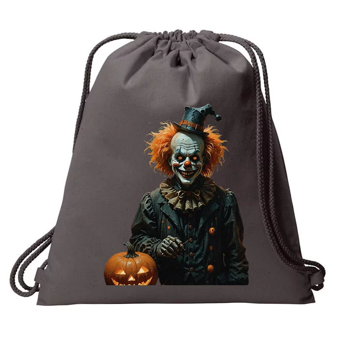 Halloween Gothic Skeleton Clown With Jack O Lanterns Cut Out Drawstring Bag