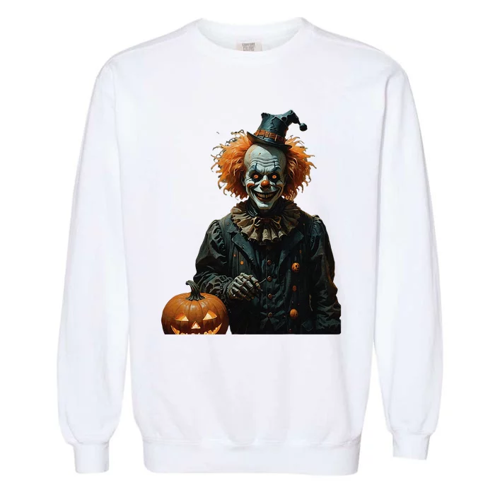 Halloween Gothic Skeleton Clown With Jack O Lanterns Cut Out Garment-Dyed Sweatshirt