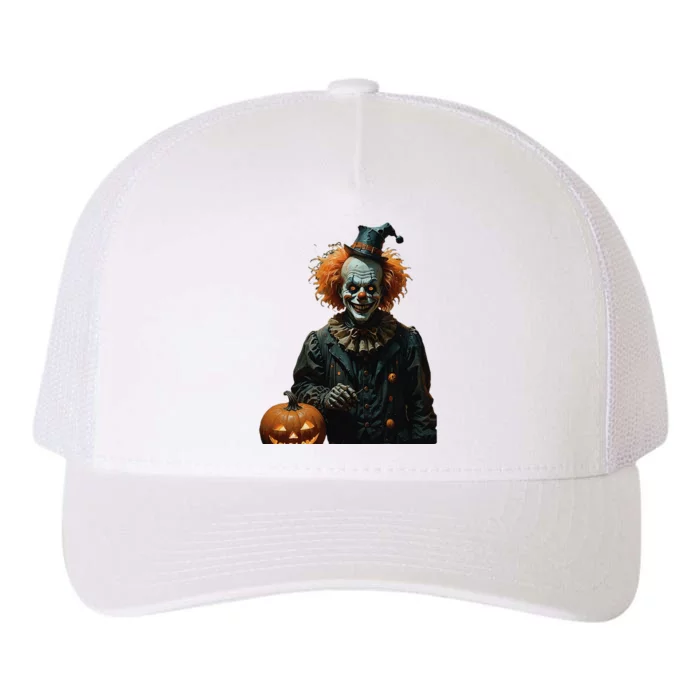 Halloween Gothic Skeleton Clown With Jack O Lanterns Cut Out Yupoong Adult 5-Panel Trucker Hat