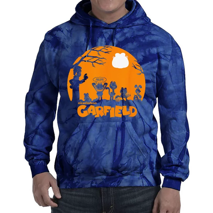 Halloween Group Shot Nighttime Spooky Silhouette Tie Dye Hoodie