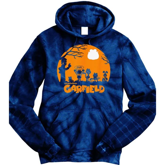 Halloween Group Shot Nighttime Spooky Silhouette Tie Dye Hoodie