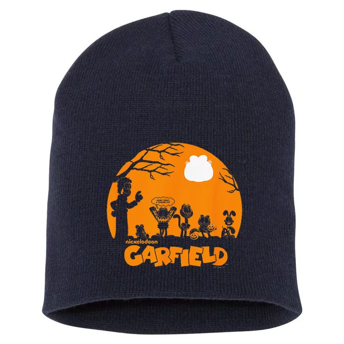 Halloween Group Shot Nighttime Spooky Silhouette Short Acrylic Beanie