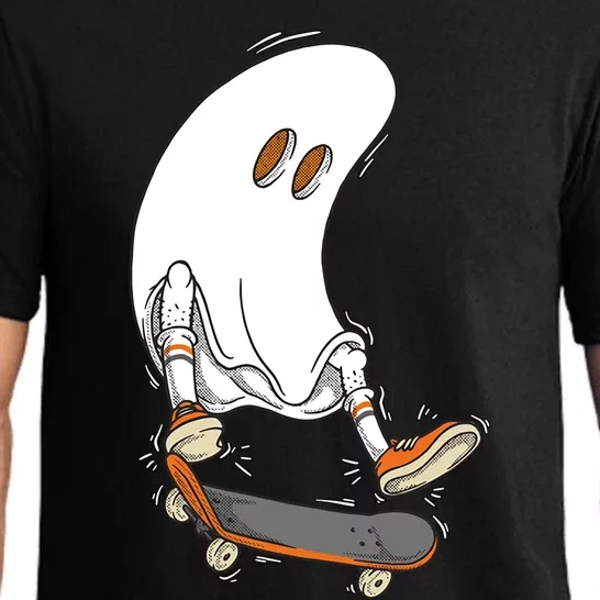 Halloween Ghost Skateboard Halloween Costume Skateboarding Funny Gift Pajama Set