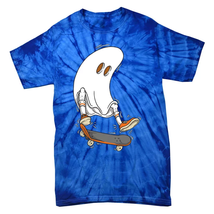 Halloween Ghost Skateboard Halloween Costume Skateboarding Funny Gift Tie-Dye T-Shirt