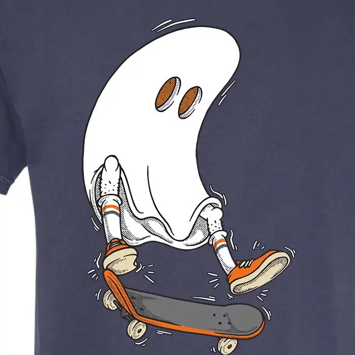 Halloween Ghost Skateboard Halloween Costume Skateboarding Funny Gift Garment-Dyed Heavyweight T-Shirt