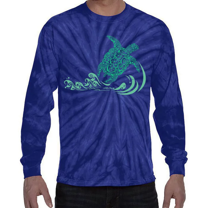 Hawaiian Green Turtle Tie-Dye Long Sleeve Shirt