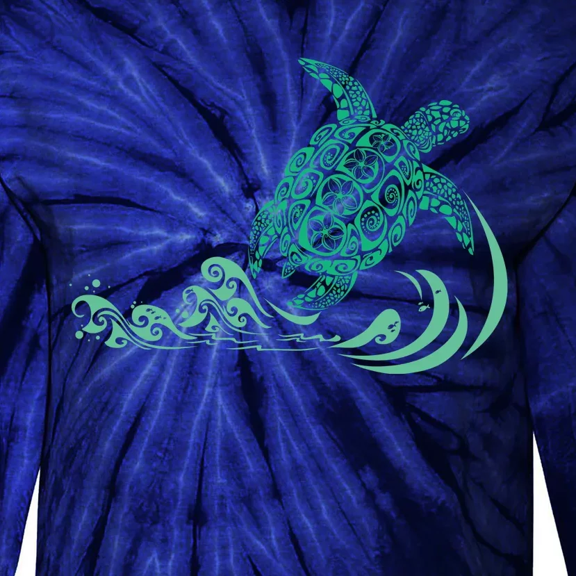 Hawaiian Green Turtle Tie-Dye Long Sleeve Shirt