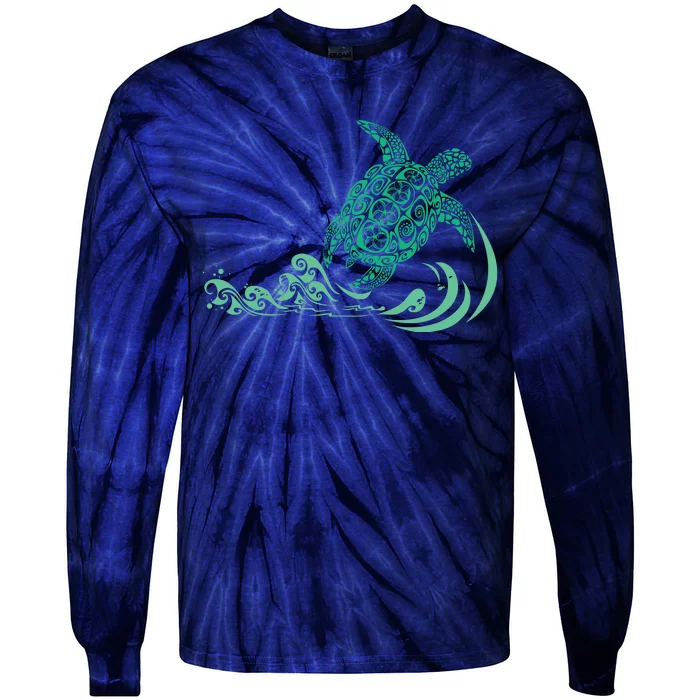 Hawaiian Green Turtle Tie-Dye Long Sleeve Shirt