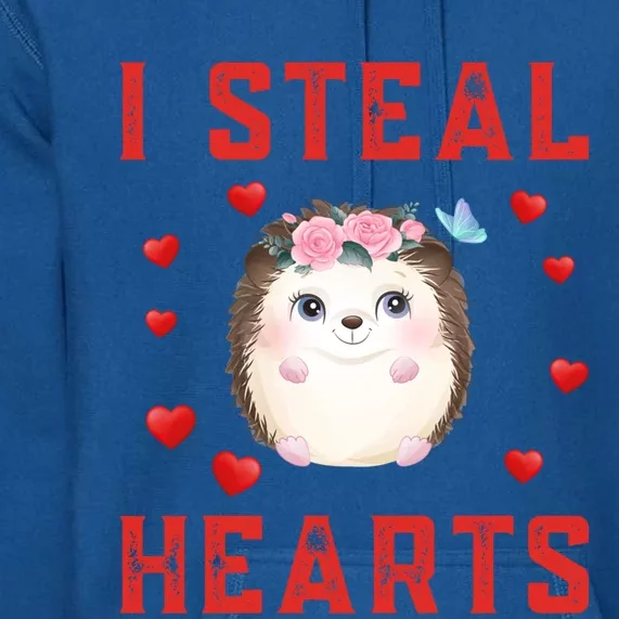 Hedgehog Graphic Themed I Steal Hearts Cute Valentines Day Gift Premium Hoodie