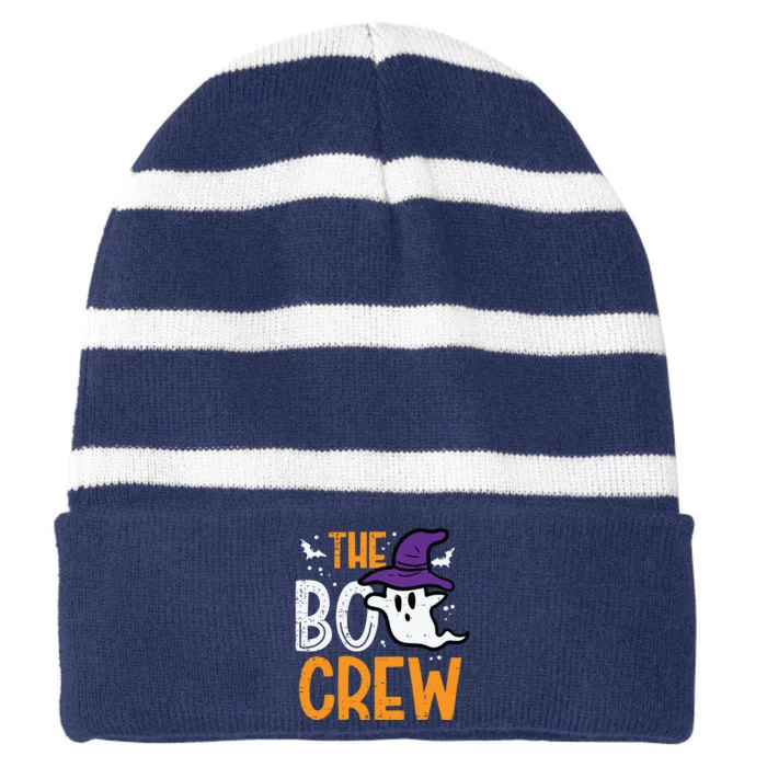 Halloween Ghost The Boo Crew Costume Matching Women Striped Beanie with Solid Band