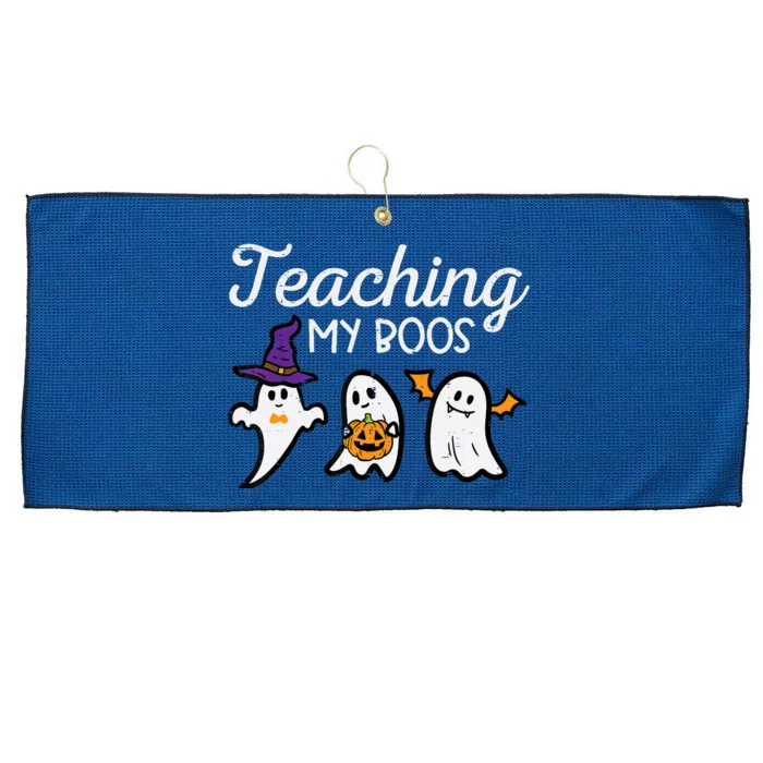 Halloween Ghost Teachers Teaching My Boos Costume Large Microfiber Waffle Golf Towel