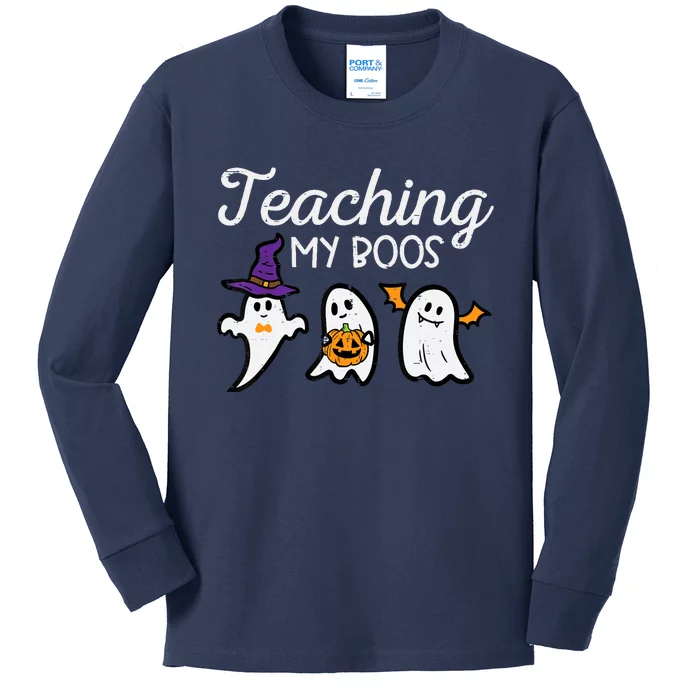 Halloween Ghost Teachers Teaching My Boos Costume Kids Long Sleeve Shirt