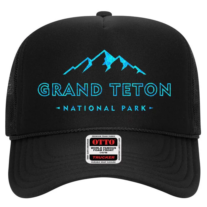 Hiked Grand Teton National Park Wyoming Colorful High Crown Mesh Trucker Hat