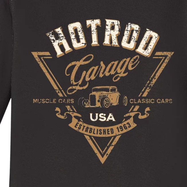 Hotrod Garage Usa Classic Car Hotrod Distressed Baby Long Sleeve Bodysuit