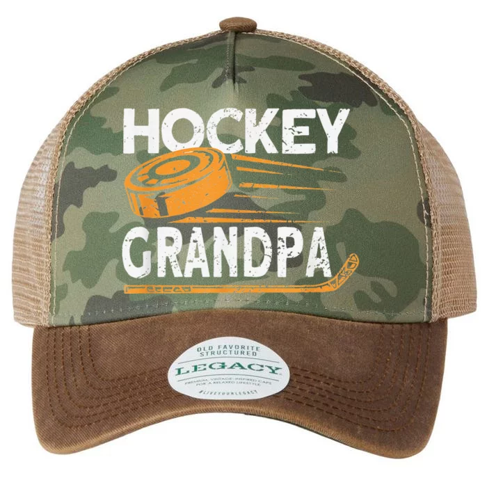 Hockey Grandpa Vintage Hockey Player Ice Hockey Legacy Tie Dye Trucker Hat