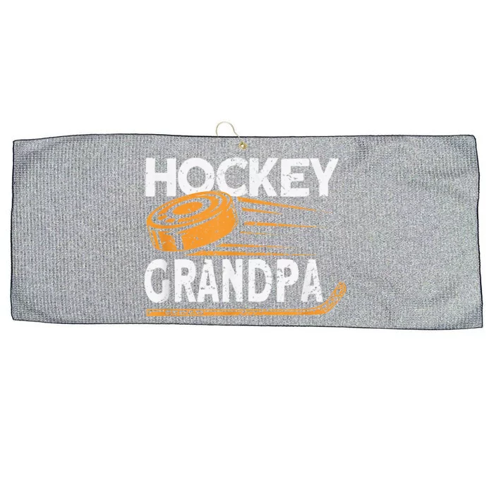 Hockey Grandpa Vintage Hockey Player Ice Hockey Large Microfiber Waffle Golf Towel