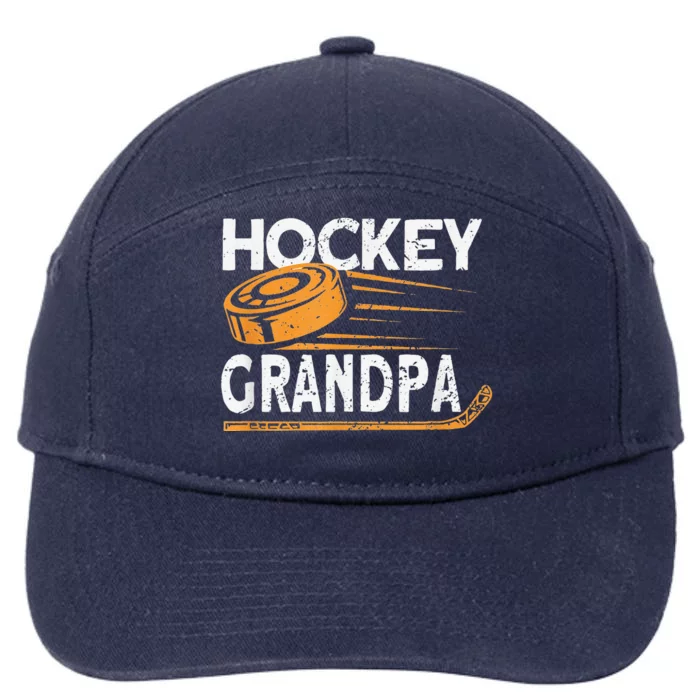 Hockey Grandpa Vintage Hockey Player Ice Hockey 7-Panel Snapback Hat