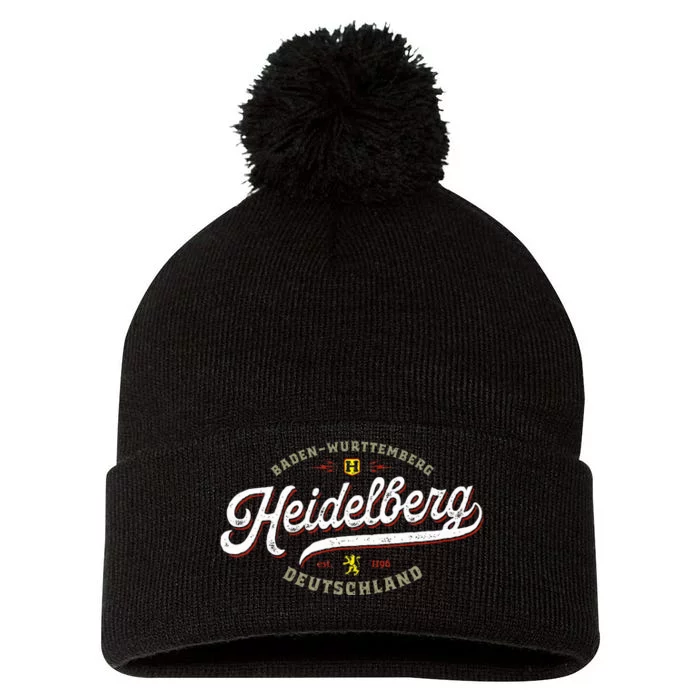 Heidelberg Germany Vintage Souvenir Travel Heidelberg Pom Pom 12in Knit Beanie