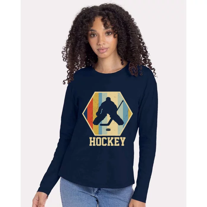 Hockey Goalie Vintage Retro Gift Womens Cotton Relaxed Long Sleeve T-Shirt