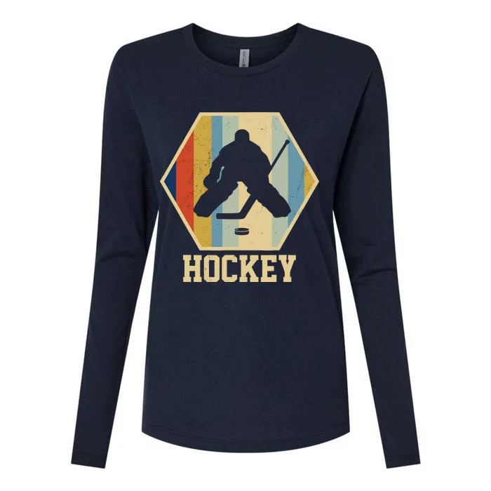 Hockey Goalie Vintage Retro Gift Womens Cotton Relaxed Long Sleeve T-Shirt