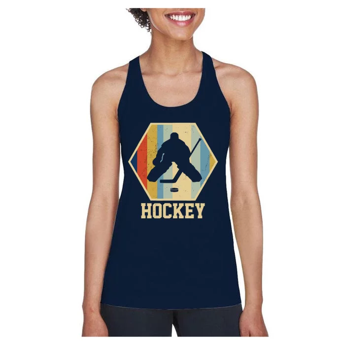 Hockey Goalie Vintage Retro Gift Women's Racerback Tank