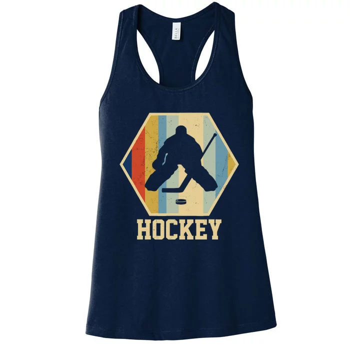 Hockey Goalie Vintage Retro Gift Women's Racerback Tank