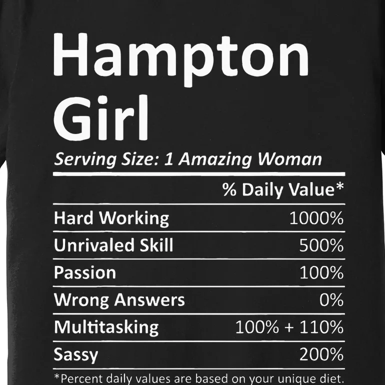 Hampton Girl Va Virginia Funny City Home Roots Usa Gift Premium T-Shirt