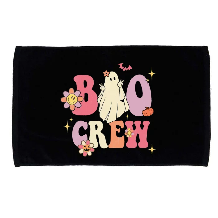 Halloween Ghosts with Retro Hippie Floral Vibes Microfiber Hand Towel