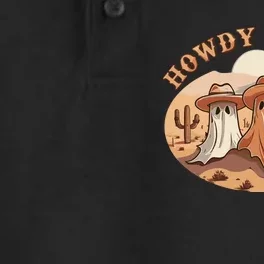 Howdy Ghouls Western Halloween Cowboy Ghost Dry Zone Grid Performance Polo