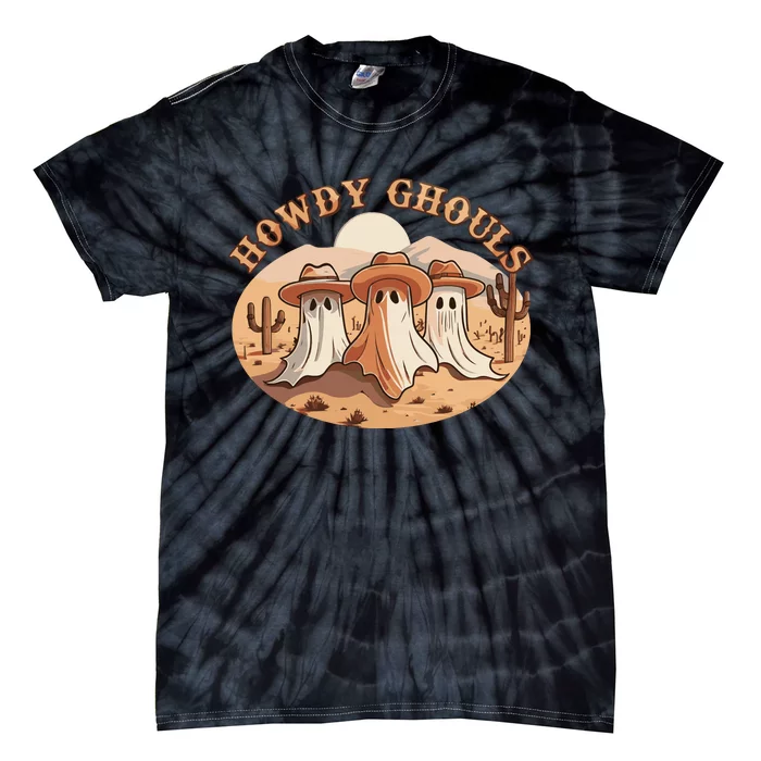 Howdy Ghouls Western Halloween Cowboy Ghost Tie-Dye T-Shirt