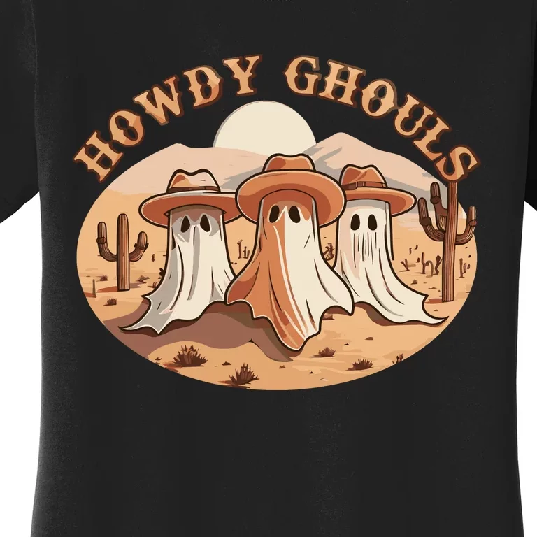 Howdy Ghouls Western Halloween Cowboy Ghost Women's T-Shirt